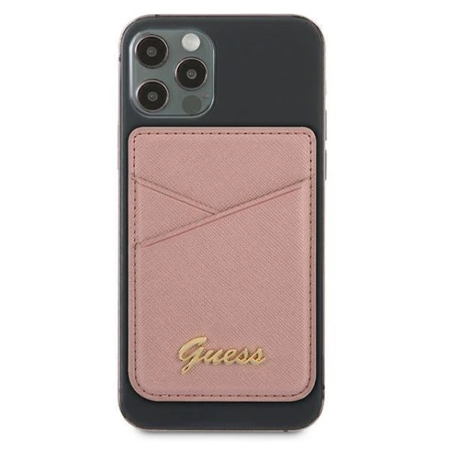 Магнітний гаманець Guess Saffiano Pink with MagSafe (GUWMSSASLPI)