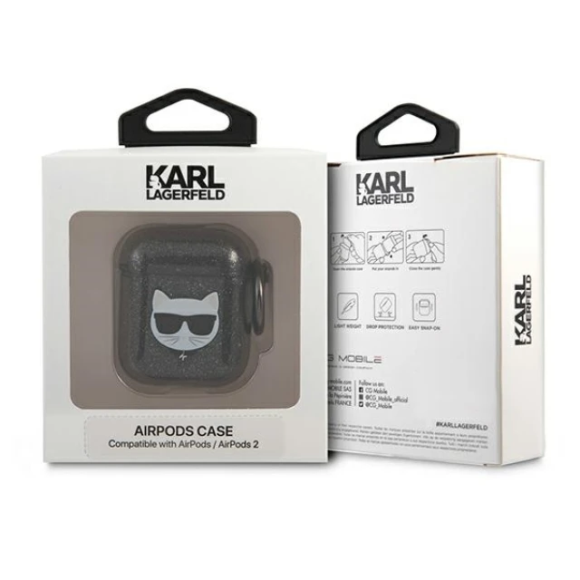 Чохол Karl Lagerfeld Glitter Choupette для AirPods Black (KLA2UCHGK)