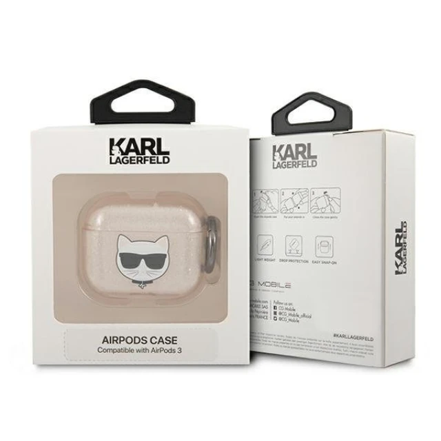 Чохол Karl Lagerfeld Glitter Choupette для AirPods 3 Gold (KLA3UCHGD)