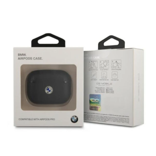 Чохол BMW для AirPods Pro Geniune Leather Silver Logo Black (BMAPSSLBK)