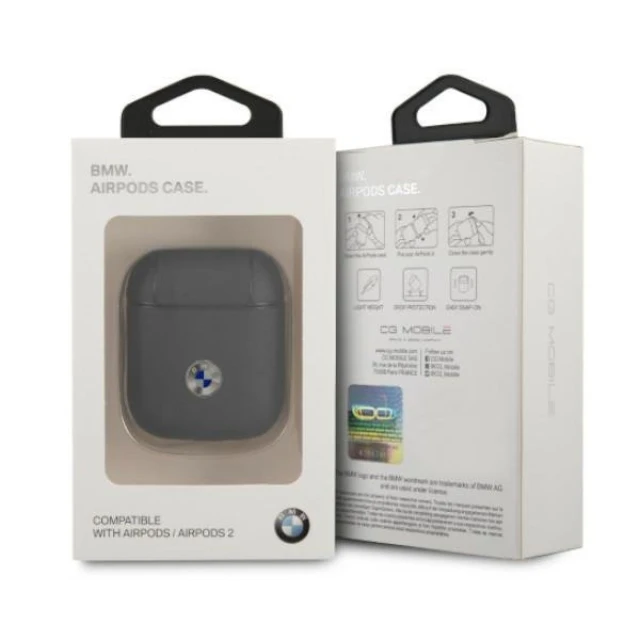 Чохол BMW для AirPods 1 | 2 Geniune Leather Silver Logo Navy (BMA2SSLNA)