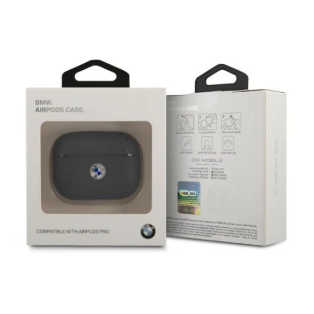 Чохол BMW для AirPods Pro Geniune Leather Silver Logo Navy (BMAPSSLNA)
