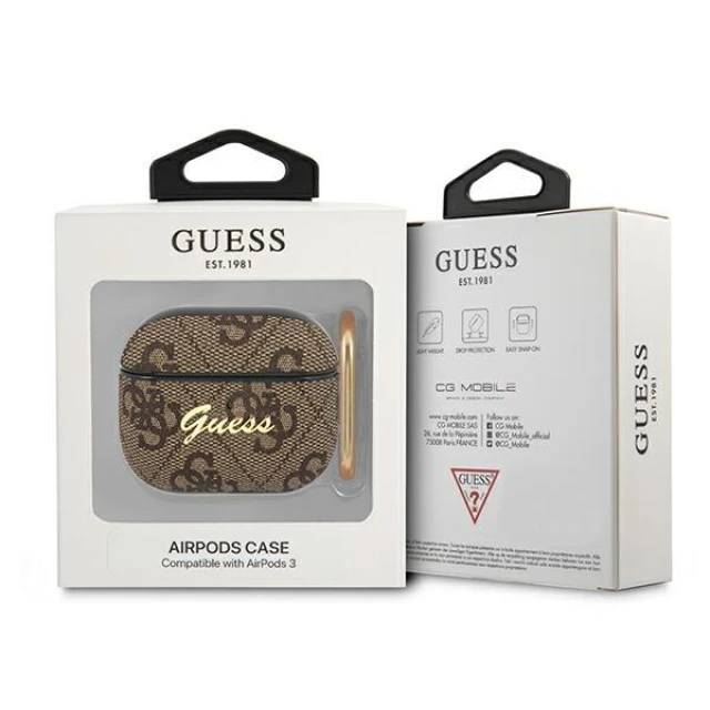 Чехол Guess 4G Script Metal Collection для AirPods 3 Brown (GUA34GSMW)