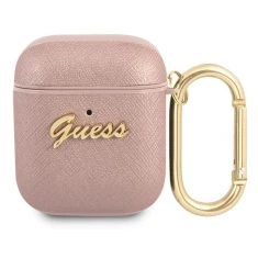 Чехол Guess Saffiano Script Metal Collection для AirPods 2/1 Pink (GUA2SASMP)