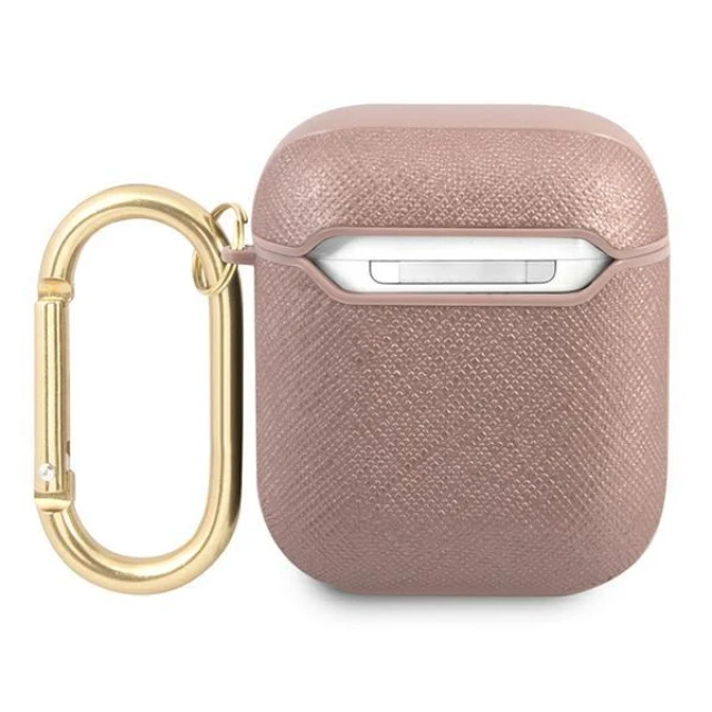 Чохол Guess Saffiano Script Metal Collection для AirPods 2/1 Pink (GUA2SASMP)