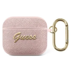 Чехол Guess Saffiano Script Metal Collection для AirPods 3 Pink (GUA3SASMP)