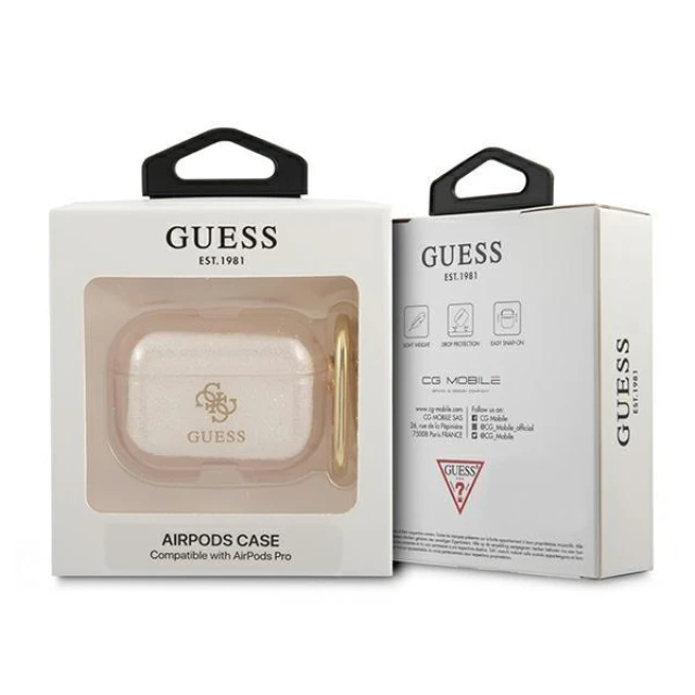 Чехол Guess Glitter Collection для AirPods Pro Gold (GUAPUCG4GD)
