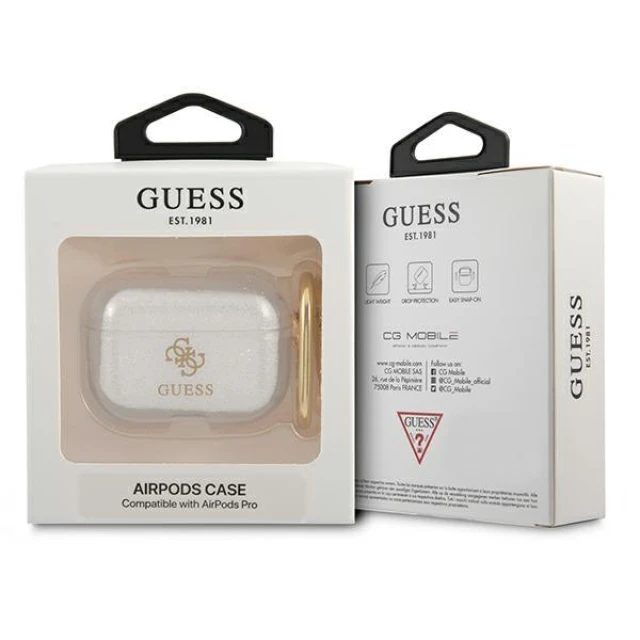 Чохол Guess Glitter Collection для AirPods Pro Transparent (GUAPUCG4GT)