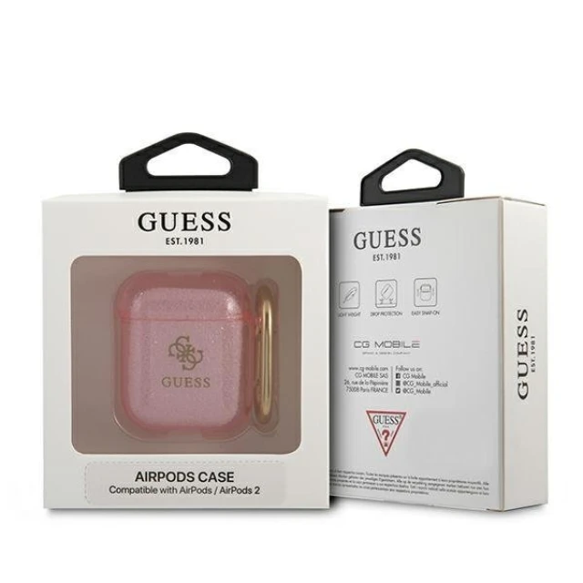 Чохол Guess Glitter Collection для AirPods 2/1 Pink (GUA2UCG4GP)
