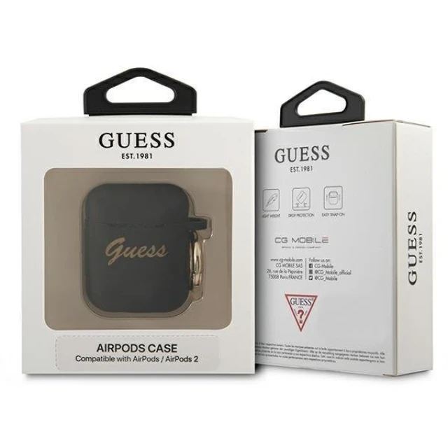 Чохол Guess Silicone Vintage Script для AirPods 2/1 Black (GUA2SSSK)