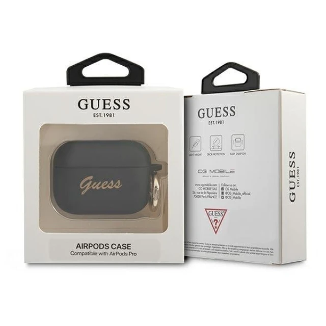 Чохол Guess Silicone Vintage Script для AirPods Pro Black (GUAPSSSK)