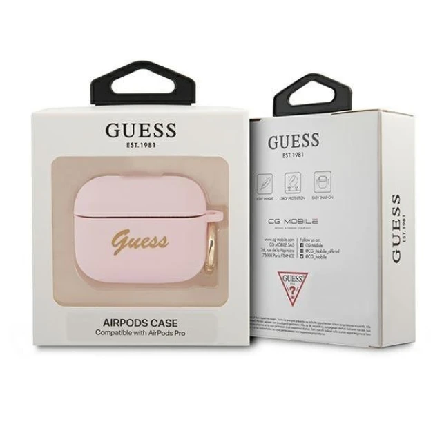 Чохол Guess Silicone Vintage Script для AirPods Pro Pink (GUAPSSSI)