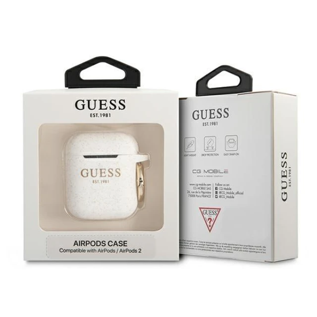 Чохол Guess Silicone Glitter для AirPods 2/1 White (GUA2SGGEH)