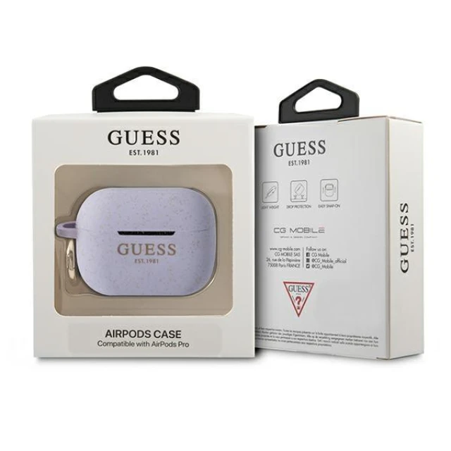 Чохол Guess Silicone Glitter для AirPods Pro Violet (GUAPSGGEU)