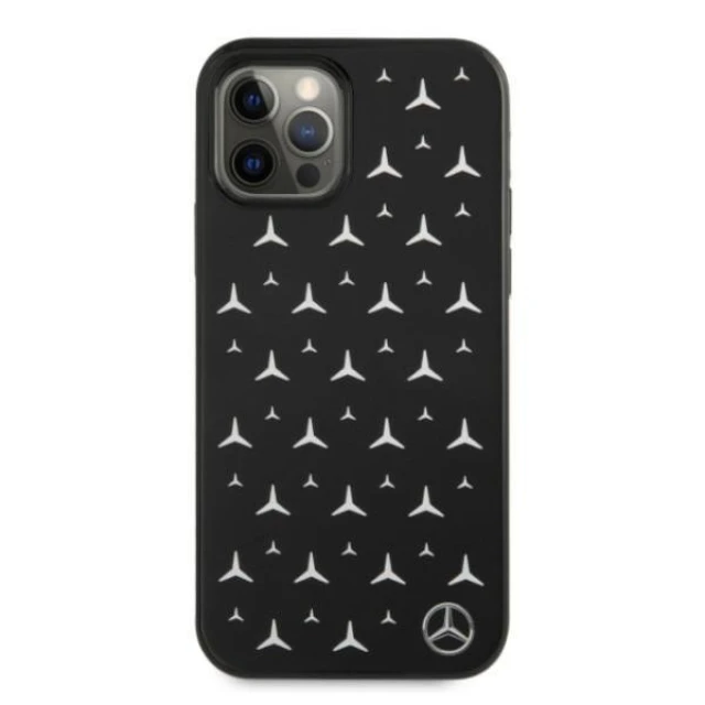 Чохол Mercedes для iPhone 12 | 12 Pro Silver Stars Pattern Black (MEHCP12MESPBK)