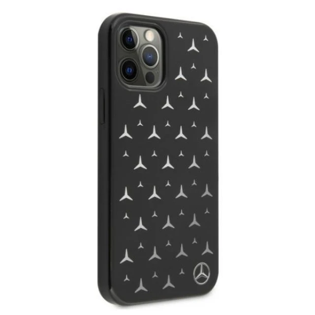 Чохол Mercedes для iPhone 12 | 12 Pro Silver Stars Pattern Black (MEHCP12MESPBK)