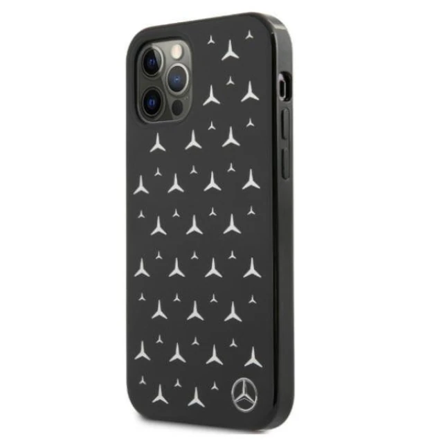 Чехол Mercedes для iPhone 12 Pro Max Silver Stars Pattern Black (MEHCP12LESPBK)