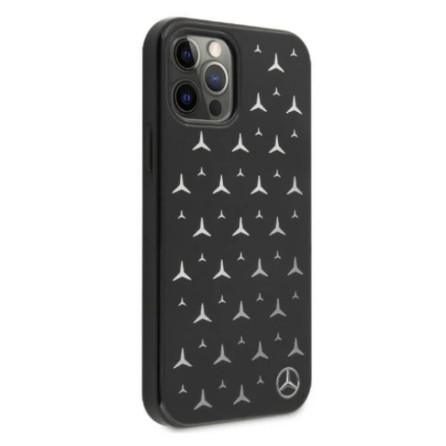 Чехол Mercedes для iPhone 12 Pro Max Silver Stars Pattern Black (MEHCP12LESPBK)