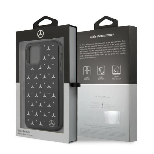 Чехол Mercedes для iPhone 12 Pro Max Silver Stars Pattern Black (MEHCP12LESPBK)