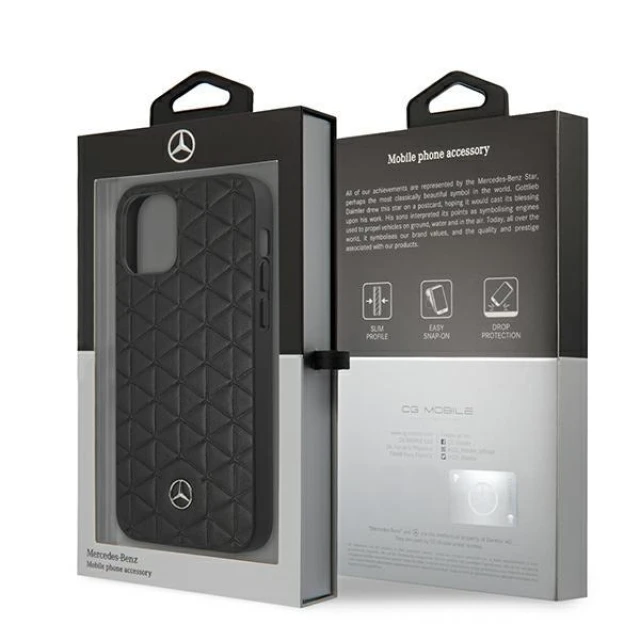 Чохол Mercedes для iPhone 12 Pro Max Leather Quilted Embossed Black (MEHCP12LSPSBK)