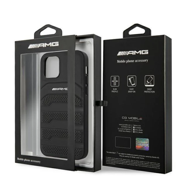 Чохол Mercedes для iPhone 12 mini Leather Debossed Lines Black (AMHCP12SGSEBK)