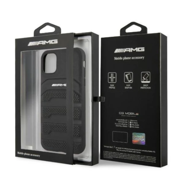 Чохол Mercedes для iPhone 11 Leather Debossed Lines Black (AMHCN61GSEBK)