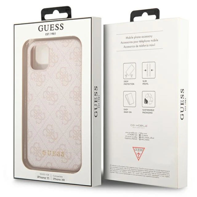 Чохол Guess 4G Metal Gold Logo для iPhone 11 Pink (GUHCN61G4GFPI)