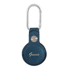 Брелок з карабіном Guess Saffiano Vintage Script для AirTag Blue (GUATPSASRSB)