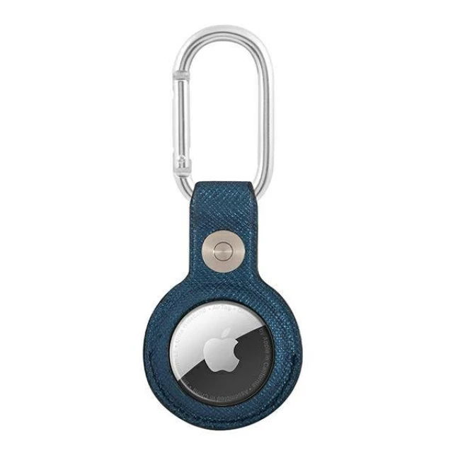 Брелок з карабіном Guess Saffiano Vintage Script для AirTag Blue (GUATPSASRSB)