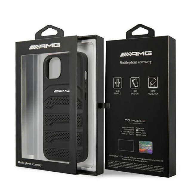 Чохол Mercedes для iPhone 13 mini Leather Debossed Lines Black (AMHCP13SGSEBK)