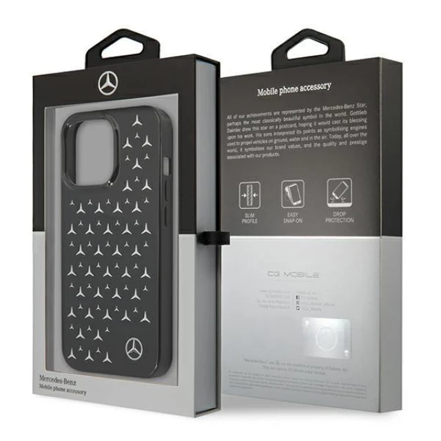 Чохол Mercedes для iPhone 13 | 13 Pro Silver Stars Pattern Black (MEHCP13LESPBK)