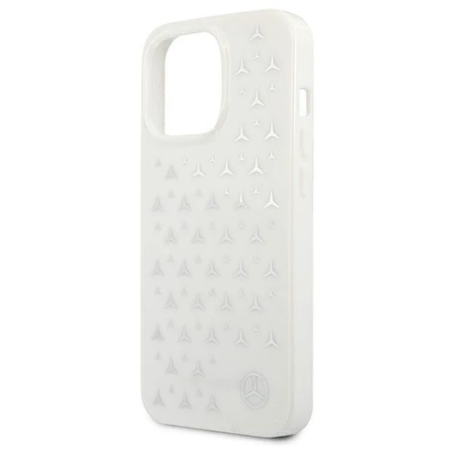 Чохол Mercedes для iPhone 13 | 13 Pro Silver Stars Pattern White (MEHCP13LESPWH)
