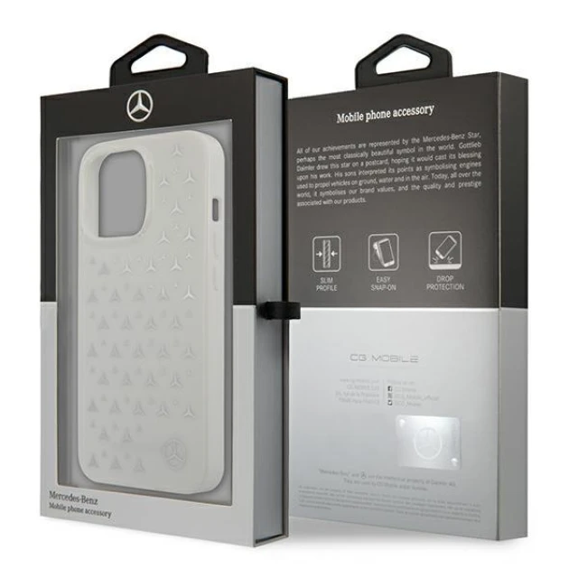 Чохол Mercedes для iPhone 13 | 13 Pro Silver Stars Pattern White (MEHCP13LESPWH)