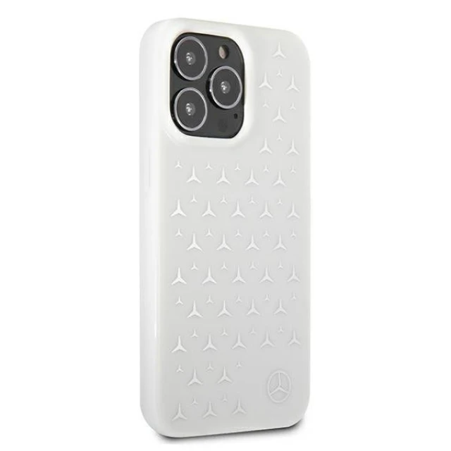 Чохол Mercedes для iPhone 13 Pro Max Silver Stars Pattern White (MEHCP13XESPWH)