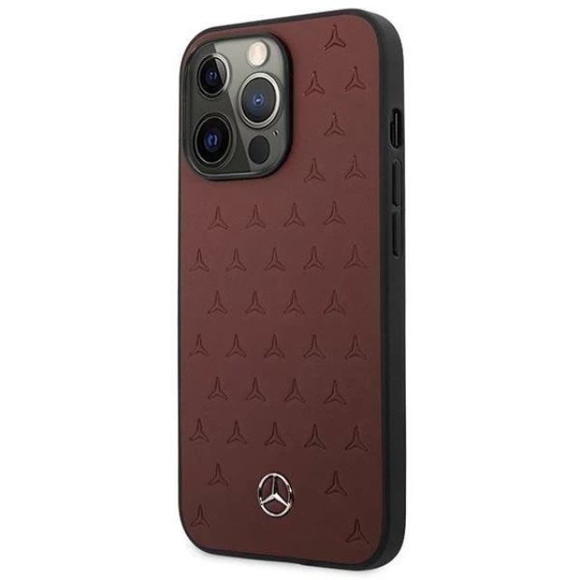Чехол Mercedes для iPhone 13 | 13 Pro Leather Stars Pattern Red (MEHCP13LPSQRE)
