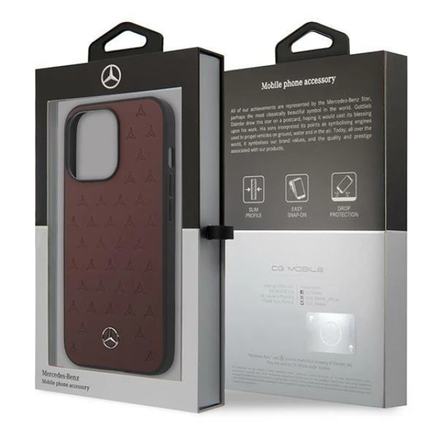 Чехол Mercedes для iPhone 13 | 13 Pro Leather Stars Pattern Red (MEHCP13LPSQRE)