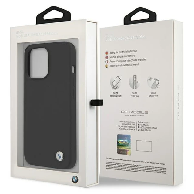 Чохол BMW Silicone Metal Logo для iPhone 13 | 13 Pro Black (BMHCP13LMSILBK)