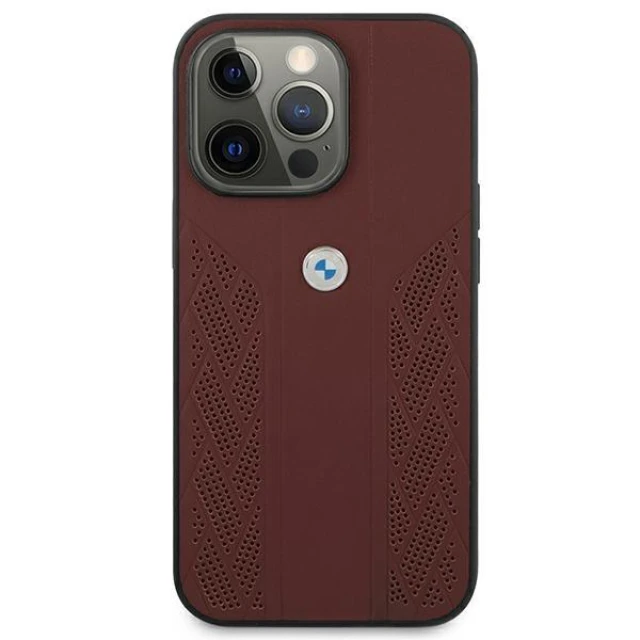 Чохол BMW для iPhone 13 | 13 Pro Leather Curve Perforate Red (BMHCP13LRSPPR)
