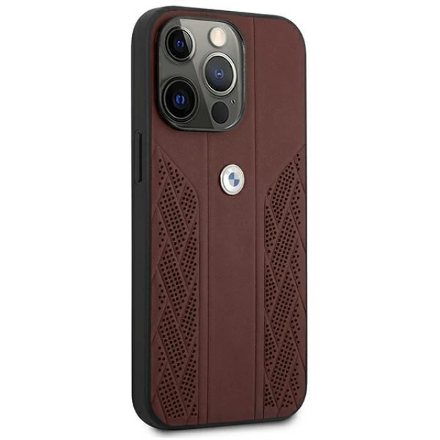 Чохол BMW для iPhone 13 | 13 Pro Leather Curve Perforate Red (BMHCP13LRSPPR)