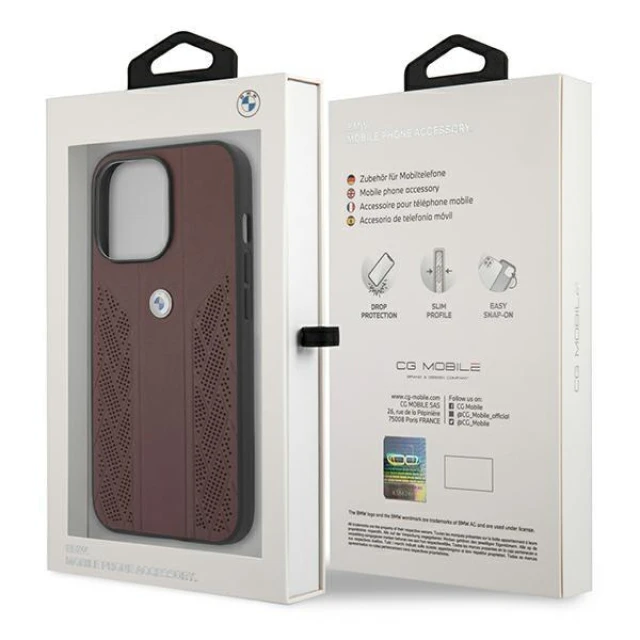 Чехол BMW для iPhone 13 Pro Max Leather Curve Perforate Red (BMHCP13XRSPPR)