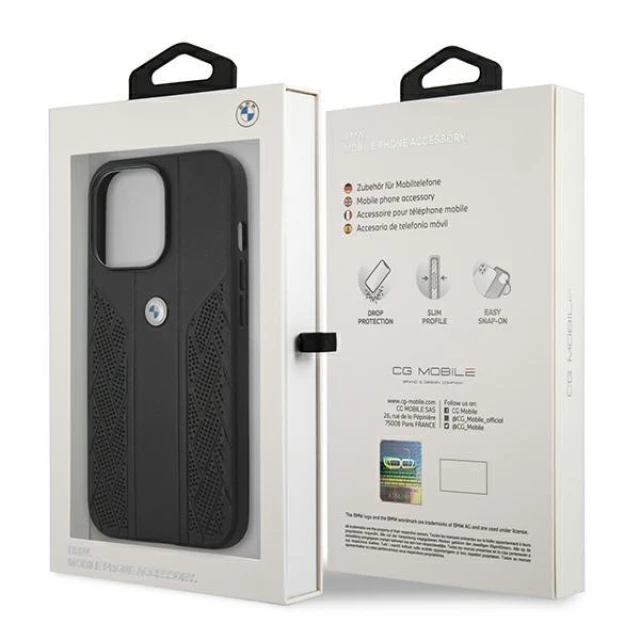 Чохол BMW для iPhone 13 | 13 Pro Leather Curve Perforate Black (BMHCP13LRSPPK)
