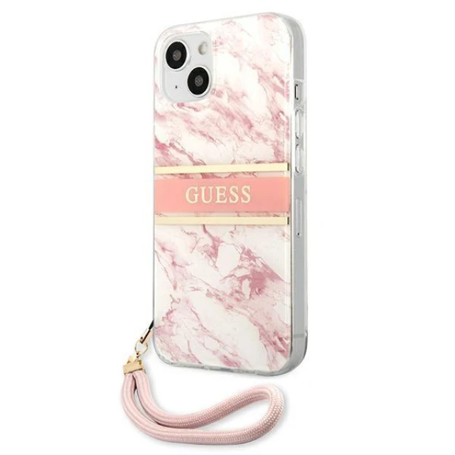 Чохол Guess Marble Strap для iPhone 13 mini Pink (GUHCP13SKMABPI)