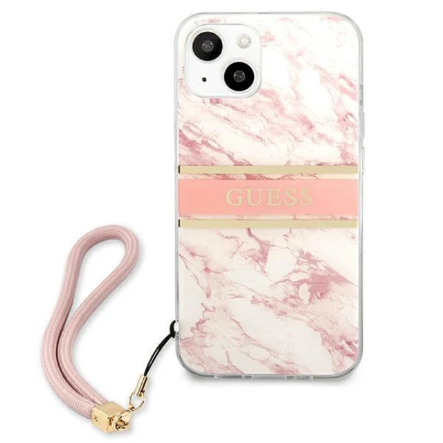 Чохол Guess Marble Strap для iPhone 13 mini Pink (GUHCP13SKMABPI)