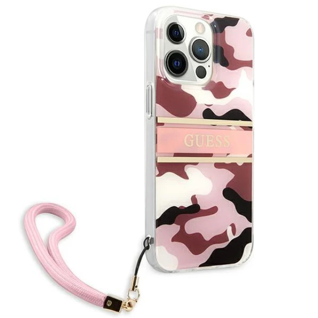 Чохол Guess Camo Strap Collection для iPhone 13 Pro Pink (GUHCP13LKCABPI)