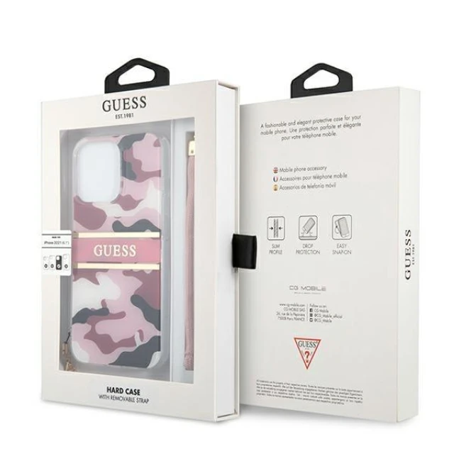 Чохол Guess Camo Strap Collection для iPhone 13 Pro Pink (GUHCP13LKCABPI)