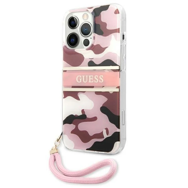 Чохол Guess Camo Strap Collection для iPhone 13 Pro Max Pink (GUHCP13XKCABPI)