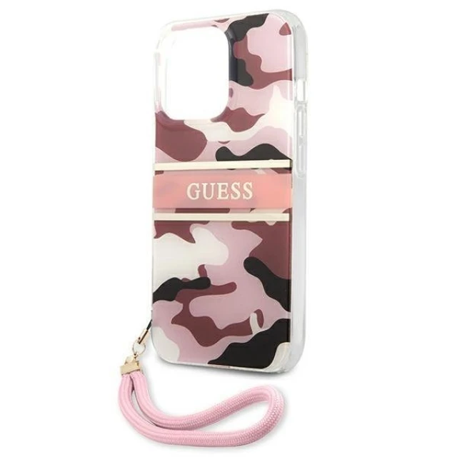 Чохол Guess Camo Strap Collection для iPhone 13 Pro Max Pink (GUHCP13XKCABPI)