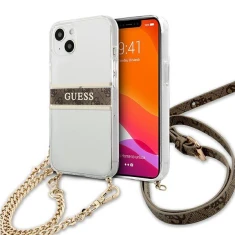 Чохол Guess Brown Strap Gold Chain для iPhone 13 mini Transparent (GUHCP13SKC4GBGO)