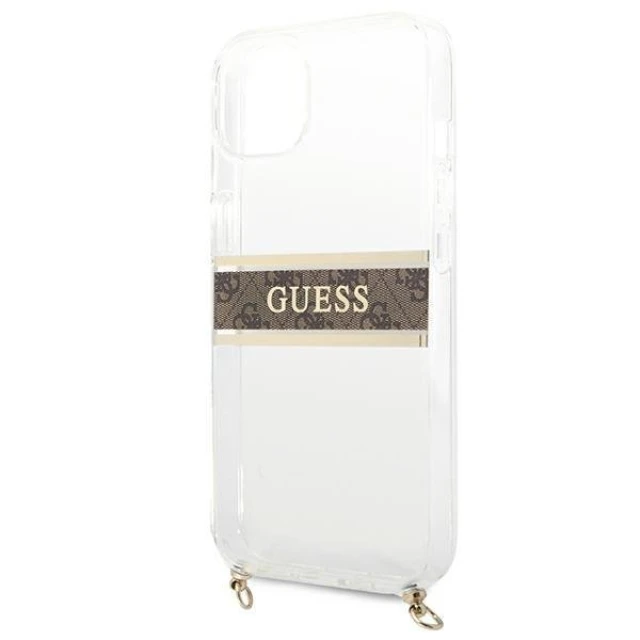Чохол Guess Brown Strap Gold Chain для iPhone 13 mini Transparent (GUHCP13SKC4GBGO)