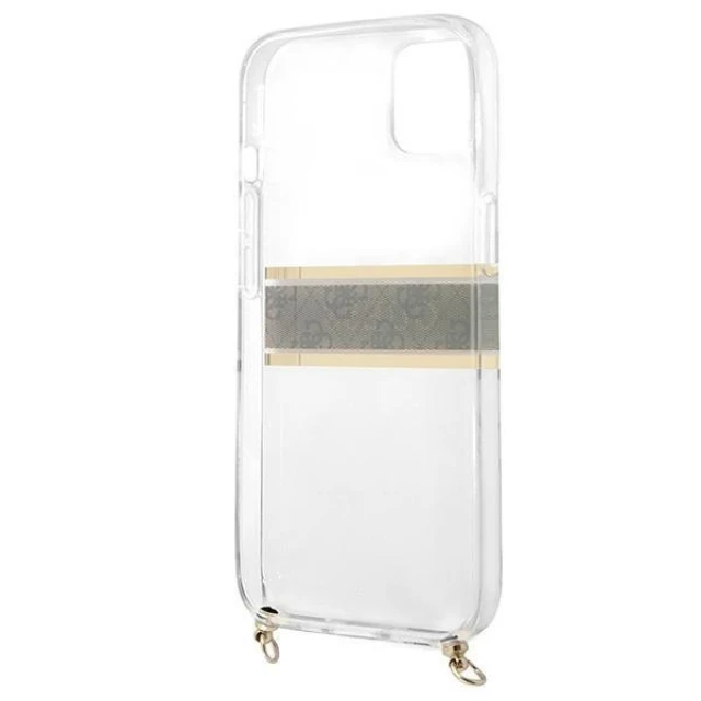Чохол Guess Brown Strap Gold Chain для iPhone 13 mini Transparent (GUHCP13SKC4GBGO)
